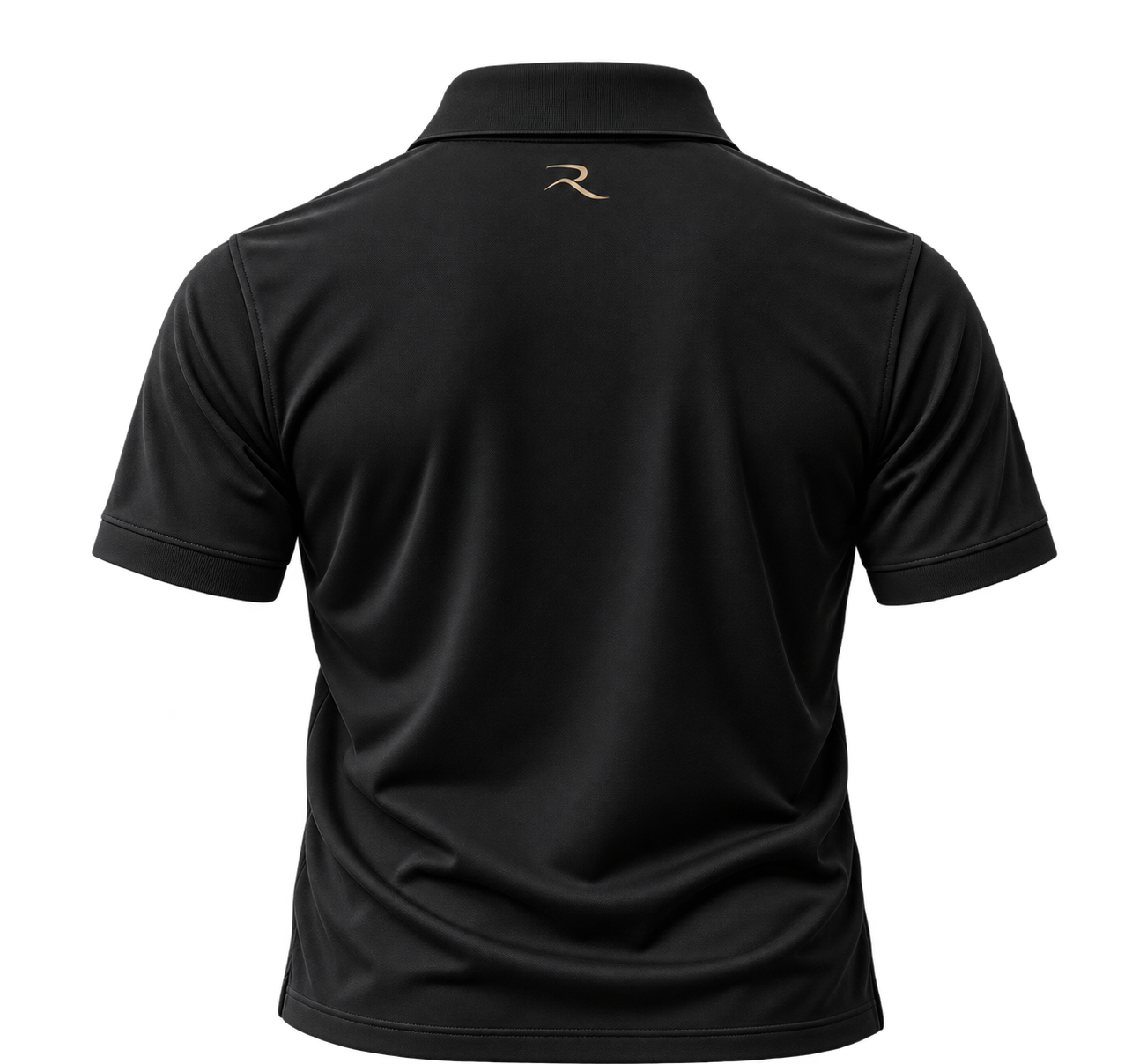 Back view of the Ripster polo showing the R mark beneath the collar